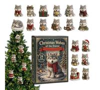 Wolf Advent 2026 | Figurines de Noël plates en acrylique 2D | Wolf Advent 2026 - Joli design amusant en acrylique, figurine plate 2D de collection, breloque compte à rebours des vacances