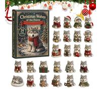 Wolf Avent 2D plat mignon Noël 2026 24 jours | Calendrier de compte à rebours de loup pour la maison, la chambre, le bureau, le magasin, l'hôtel, l'église, guirlande