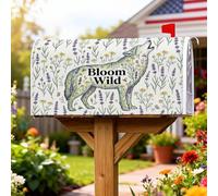 Wolf Couverture de boîte aux lettres magnétique inspirée de la nature rustique lavande chrysanthème vert printemps pour décoration de jardin et cour, 53,3 x 64,9 cm
