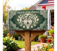 Wolf Couverture magnétique de boîte aux lettres inspirée de la nature avec feuilles de style bohème et cristaux pour décoration de maison et de jardin, 45,7 x 53,3 cm, vert automne