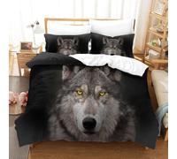 Wolf Ensemble Housse De Couett Imprim¿¿ D Et Taie D'oreiller ,Ultra Doux Microfibre Hypoallerg¿¿Nique £¬Ensemble Housse De Couette Avec Fermeture ¿¿Clair