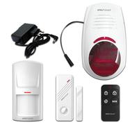Wolf Guard JD-W03 Sirène stroboscopique sans Fil 110 DB | Clignotante, Étanche pour extérieur, Pour maison, magasin, hôtel, école, hôpital, Avec détecteur de mouvement
