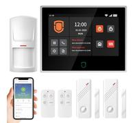 Wolf Guard Système d'Alarme 4G + WiFi Tactile 7" (WT4F-A) | Sécurité Tuya Smart via Application/SMS/Appel, Sirène Solaire d'Extérieur 110 dB, Détecteur de Mouvement