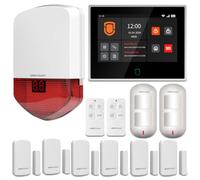 Wolf Guard Système d'Alarme 4G + WiFi Tactile 7" (WT4F-LB-01A) | Sécurité Tuya Smart via Application/SMS/Appel, Sirène Solaire d'Extérieur 110 dB, Détecteur de Mouvement