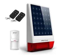 Wolf Guard Système d'Alarme Domestique sans Fil | Sirène Solaire d'Extérieur 120 dB, 1 Capteur PIR, 2 Télécommandes