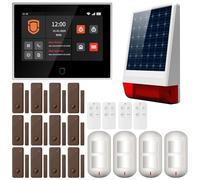 Wolf Guard Système d'Alarme Domestique WT4F-W06 4G + WiFi Tactile de 7 Pouces, Sécurité Tuya Smart Via Application/SMS/Appel, Sirène Solaire d'Extérieur de 110 DB, Détecteur de Mouvement