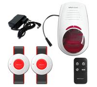 Wolf Guard W03-JA03 Kit d'alarme stroboscopique sans Fil avec sirène | Sirène clignotante étanche, Pour extérieur, maison, magasin, hôtel, école, Boutons d'urgence SOS, Boutons à distance