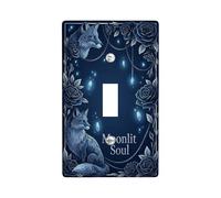 Wolf Plaque d'interrupteur simple en plastique bleu marine gothique rose cristal bleu marine taille standard décorative pour chambre à coucher, salle de bain, cuisine, entrée (simple)