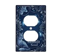 Wolf Plaque murale duplex en plastique bleu marine gothique rose cristal mystique taille standard pour prises électriques pour nouvel appartement, maison, chambre à coucher, bureau