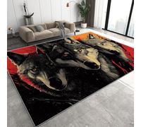 Wolf Splashing Ink Tapis 140 x 200 cm Wild Animals Lavable Poil Court Grand Tapis Salon Antidérapant Rug pour Salon Q-278