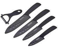Wolf War Set 5 Couteaux en Céramique - Chef 6", Utilitaire 5", Fruits 4", Éplucheur 3" - Avec Éplucheur pour Fruit et Légume