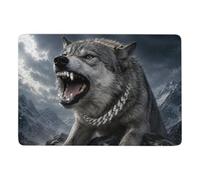 Wolf with Diamond Grill and Chain Tapis 150 x 100 cm, Doux et Antidérapant | Tapis de salon à poils courts avec dos à points PVC antidérapants; convient aux petits espaces; pour salon