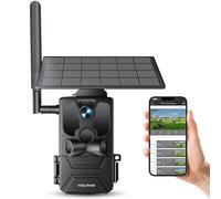 WOLFANG 4G Caméra de Chasse Solaire Extérieure avec Carte SIM, 2.5K Caméra Surveillance sur Batterie avec Détecter l'alarme, Vision Nocturne, IP66 Etanche, Audio Bidirectionnel, Noir