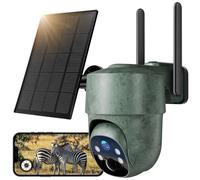 WOLFANG 4G LTE Caméra Surveillance Solaire Extérieure sans Fil, 2.5K Caméra de Chasse avec SIM Préinstallé, Caméra Surveillance Extérieur avec Détection de Mouvement, Vision Nocturne Couleur, 360° PTZ