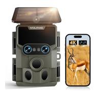 WOLFANG Caméra de Chasse, Double Objectif Caméra Chasse Solaire WiFi 4K/64MP, Détecteur de Mouvement de 0,1s, avec App, 5000mAh Batterie, Vision Nocturne étoilée, IP66 Étanche