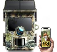 WOLFANG Caméra de Chasse Solaire 4K 30fps 68MP WiFi Bluetooth Camera Chasse Vision Nocturne IP66 Étanche pour la Surveillance de la Faune et la Sécurité à Intérieure