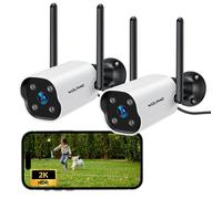 WOLFANG, caméra de surveillance extérieure 2K 3MP, caméra Wi-Fi résistante aux intempéries avec une longue portée