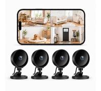 WOLFANG Caméra Intérieure sans Fil 1080P, Caméra WiFi avec Vision Nocturne, Détection de Mouvement, Audio Bidirectionnel, Compatible Alexa & Google Home, WiFi 2,4 GHz Uniquement, Lot de 4