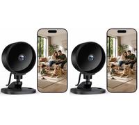 WOLFANG Caméra Intérieure sans Fil 1080P, Caméra WiFi avec Vision Nocturne, Détection de Mouvement, Audio Bidirectionnel, Compatible Alexa & Google Home, WiFi 2,4 GHz Uniquement (Lot de 2)
