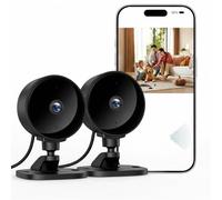 WOLFANG Caméra Intérieure sans Fil 1080P, Caméra WiFi avec Vision Nocturne, Détection de Mouvement, Audio Bidirectionnel, Compatible Alexa & Google Home, WiFi 2,4 GHz Uniquement, Lot de 2