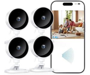 WOLFANG Camera Surveillance WiFi Interieur 1080P avec IR-Vision Nocturne, Détection de Mouvement et Son, Audio Bidirectionnel, Alerte en Temps réel, Compatible avec Alexa,SD et Cloud, Pack de 4