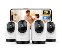 WOLFANG Lot de 4 caméras d'intérieur 2K pour Animaux domestiques avec détection de Mouvement, Wi-FI CCTV caméra de sécurité Domestique avec Vision Nocturne, Fonctionne avec Alexa/Google, sans Frais