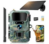 WOLFANG Solaire Caméra de Chasse 4G, 48MP 2K HD Camera Chasse avec Détection de Mouvement, 5200mha Batterie, Vision Nocturne, Déclenchement 0,2s, IP66 Etanche