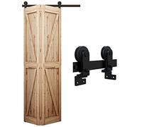 Wolfbird 5ft / 152cm Rail Porte Coulissante Pliante Kit Roulette Suspendue Systeme de porte coulissante pliante, kit de porte pliante pour ouverture de porte de 120-140cm