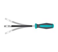 Wolfcraft Tournevis 1236000 – Poignée bi‑matière, tige flexible 289 mm, porte‑embouts 1/4" Argent