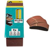 wolfcraft 1899100 Bandes abrasives 65 x 410 Assortis Lot de 9 & 1906000 Bandes abrasives Grain 120 65 x 410 mm Lot de 3