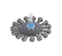 wolfcraft 2119000 (L) cepillo de disco metálico, trenzado, vástago hexagonal 1/4" (6,35 mm) PACK 1 argent