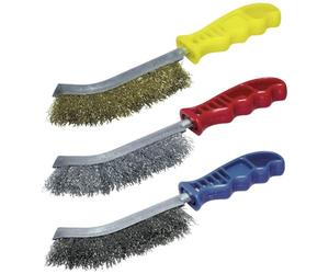 wolfcraft 2138000 - Jeu de Brosses Manuelles pour Décaper et Nettoyer - Acier Inox et Laiton - 3 pièces