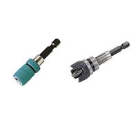 Wolfcraft 2411000 porte-embouts magnétique + butée de profondeur & 4055000 1 Adaptateur de Vissage 6 Pans de 6,3 mm (1/4"), Hauteur 65 mm, avec Aimant et butée de Profondeur + Embout Ph2 Argent