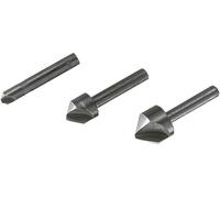 Wolfcraft 2504000 Jeu de fraises coniques 3 pièces 6 mm, 12 mm, 16 mm acier à métaux tige cylindrique 1 set