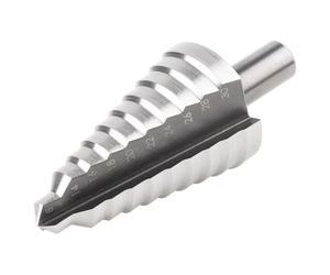 wolfcraft 2516000 1 Foret Étagé Diamètres Graduels Ø8-14-16-18-20-22-24-26-28-30 Mm, Hss, Queue Ø 10 Mm, avec Pointe D'amorçage 3 Tranchants, Longueur Utile 52,5 Mm