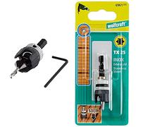 Wolfcraft 2544000 Foret D'amorçage Queue 6 pans Angle 45° Ø 3, 2-12 mm & 6961000 porte-embout à butée + embout