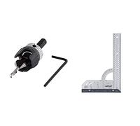 wolfcraft 2544000 Foret Fraisoir - Ø 3, 2-12 mm - Queue 6 pans Angle 45° - avec Butée de Profondeur & 5205000 Equerre Multifonction en Acier - Longueur 300 mm