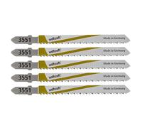 wolfcraft 2653000 Lot de 5 Lames de scie sauteuse HCS longueur dentée/75 mm pas de dents/2,5 mm queue en T argent