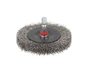 wolfcraft 2711000 1 Brosse Circulaire Ø75 Mm Fil Acier Inoxydable Longueur 12 Mm Queue 6 Pans 1/4" (635 Mm) argent