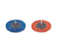 wolfcraft 2727000 1 Brosse Circulaire Ø 100 mm, Fil Nylon à Grains Fins Longueur 10 mm, Queue 6 Pans 1/4" (6,35) Argent & 1502000 Brosse nylon rouge circulaire 6.35 mm ø 100 mm,argent