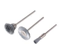 wolfcraft 2747000 Lot de 3 Mini-brosses en Acier Inox queue ronde 2,35 mm