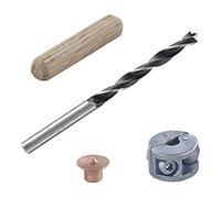 wolfcraft 2918000 - Lot d'Assemblage avec Foret à Bois, Butée de Profondeur, 4 Centreurs et lot de 19 Tourillons - Diamètre 10 mm