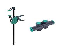 wolfcraft 3023000 Serre-joint 1 main Easy 75-500 - Saillie 75 mm/Ouverture 500 mm - Force de Serrage max. 90 kg - Garantie 10 ans & Connecteur pour Serre-Joints à 1 Main - Ouverture max. 200 mm
