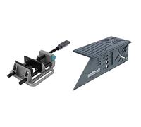 wolfcraft 3410000 Étau Universel en Aluminium - Ouverture 100 mm - Largeur des Mors 100 mm & 5208000 Équerre 3D d'onglet 150 x 275 x 66 mm - Traçage angle de 45° à 90°