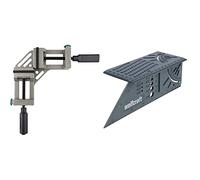 wolfcraft 3415000 Étau d'Angle Double pour Etabli - Ouverture jusqu'à 65 mm - Largeur Mors de Serrage 75 mm & 5208000 Équerre 3D d'onglet 150 x 275 x 66 mm - Traçage angle de 45° à 90°