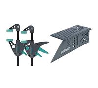 Wolfcraft 3455100-2 Mini Serre-joint à une Main Saillie 40, Ouverture 110 mm & 5208000 Équerre 3D d'onglet 150 x 275 x 66 mm - Traçage angle de 45° à 90°