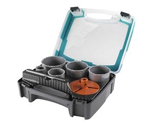 wolfcraft 3464000 - Kit Trépans Multi-lames - Pour Maçonnerie et Pierre - 5 Trépans 33 à 83 mm - Profondeur de Coupe 55 mm