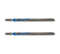 Wolfcraft 3549000 2 Lames de Scie Sauteuse Hss Queue en T, Longueur Dentée 110 Mm, Longueur Totale 130 Mm, Pas de Dents : 1,2 Mm, Dents Ondulées Et Fraisées G