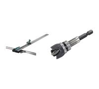 wolfcraft 4008000 Règle Plaquiste en T avec Découpeuse Parallèle & 4055000 Adaptateur de Vissage 6 Pans de 6,3 mm (1/4"), Hauteur 65 mm - avec Aimant et butée de Profondeur + Embout Ph2