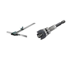 wolfcraft 4008000 Règle Plaquiste en T avec Découpeuse Parallèle & 4055000 Adaptateur de Vissage 6 Pans de 6,3 mm (1/4"), Hauteur 65 mm - avec Aimant et butée de Profondeur + Embout Ph2